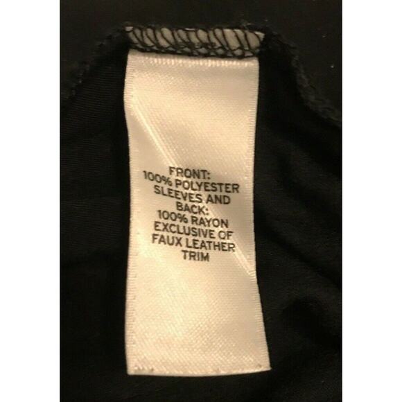 Small Trouve Long Sleeve Sheer Faux Leather Trim Women's Top - Picture 8 of 8